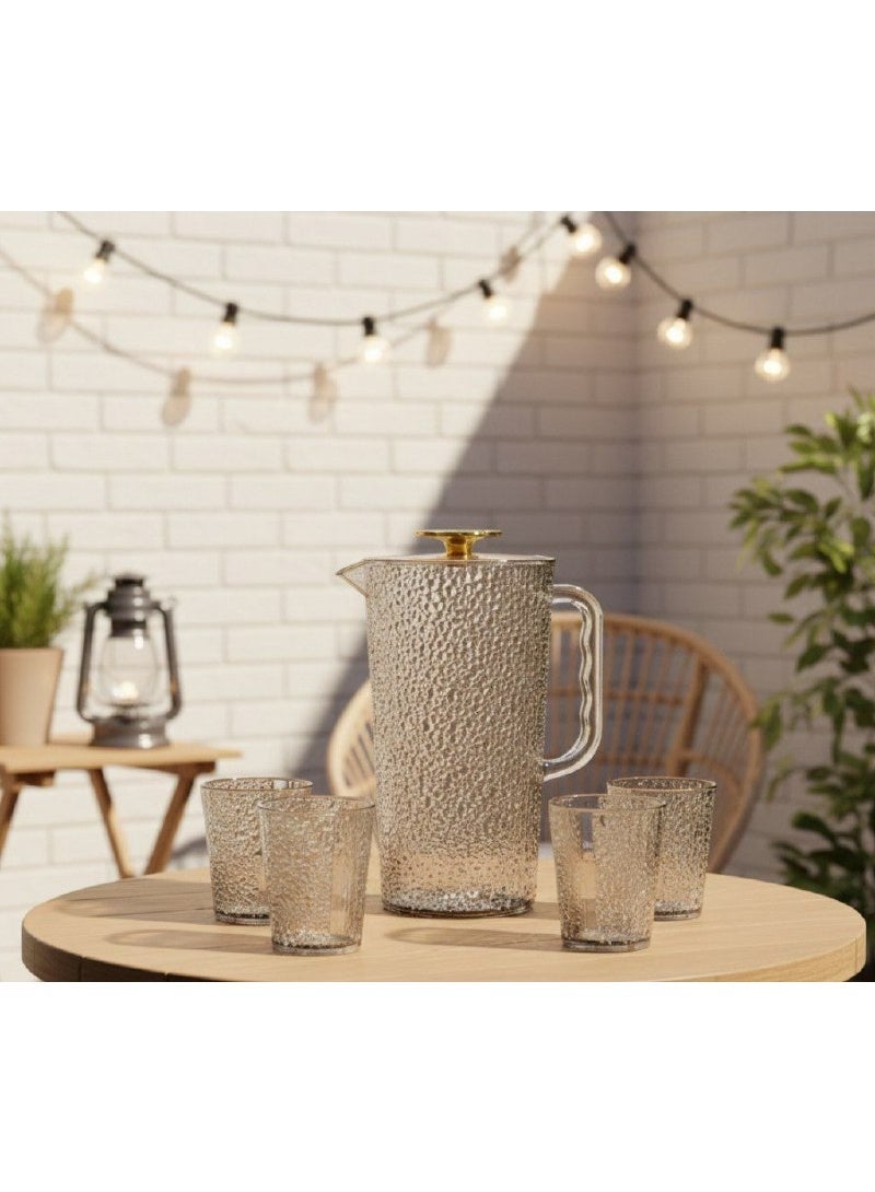 2L Water Jug Acrylic Pitcher with 4 Cups Large Capacity with Lid Handle Break-Proof Set for Cold Beverages Juice Milk - Image 1